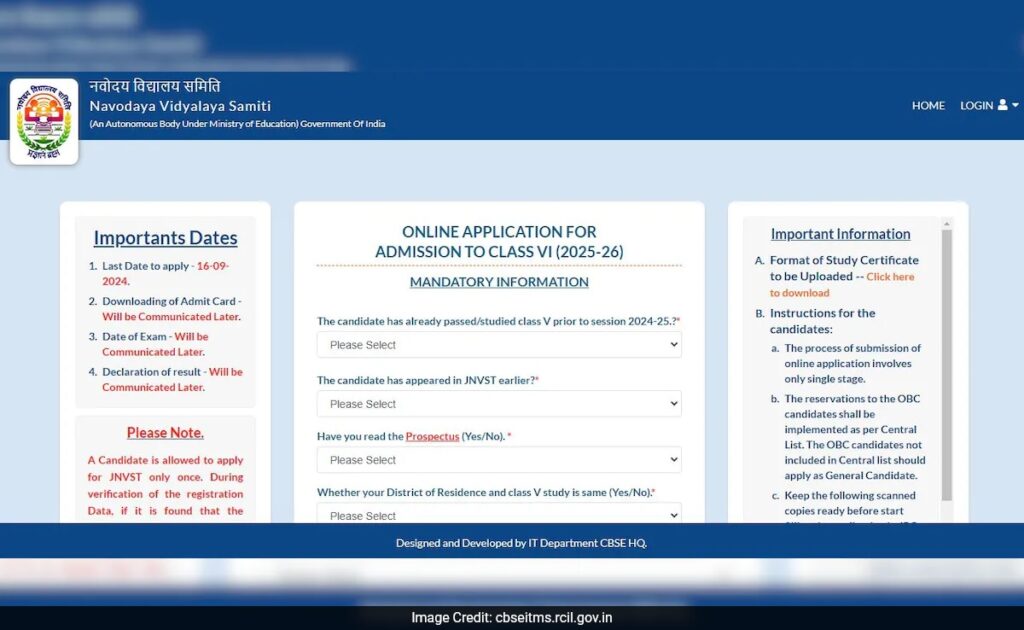 Jnvst class 6 admission 2025: जवाहर नवोदय विद्यालय की कक्षा छठी में दाखिले के लिए जल्द करें अप्लाई, 16 सितंबर है लास्ट डेट, direct link 