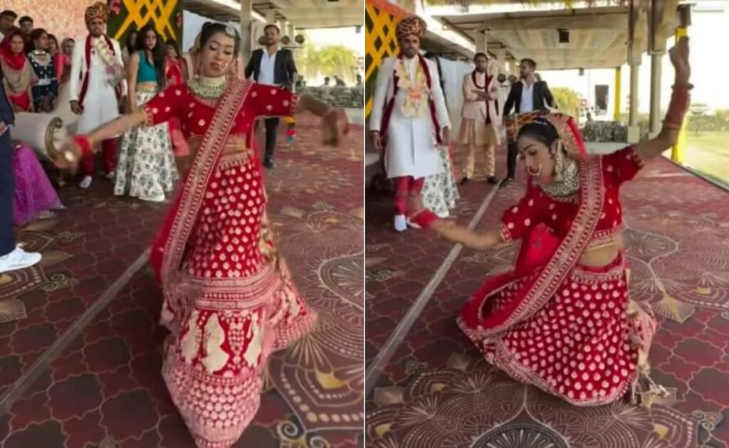 स्टेज पर ढोल वाले के साथ ऐसे बिंदास होकर नाची दुल्हन, देखकर दूल्हे के उड़े होश, यूजर्स बोले इसके बाद शादी हुई या नहीं