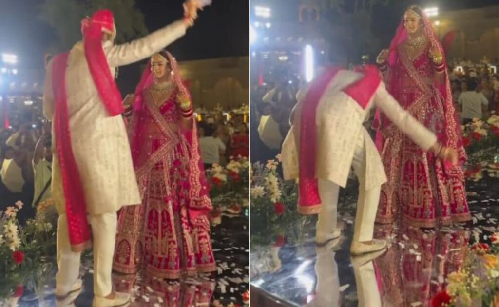 दुल्हन के स्टेज पर पहुंचते ही दूल्हे ने ऐसे उतारी नज़र, नहीं रहा लड़की की खुशी का ठिकाना, यूजर्स बोले 16 सोमवार के व्रत का फल है