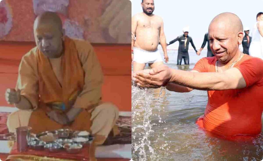 महाकुंभ में टीम योगी : मीटिंग के बाद गंगा में आस्था की डुबकी; फिर किया भोजन; देखें Video