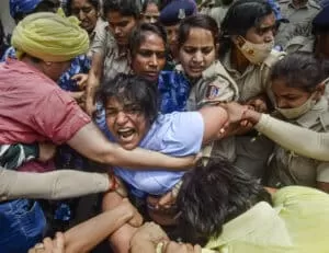 Wrestlers protest march to New Parliament building