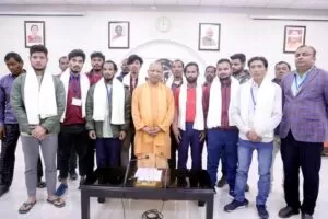 Yogi Adityanath with Silkyara Tunnel workers